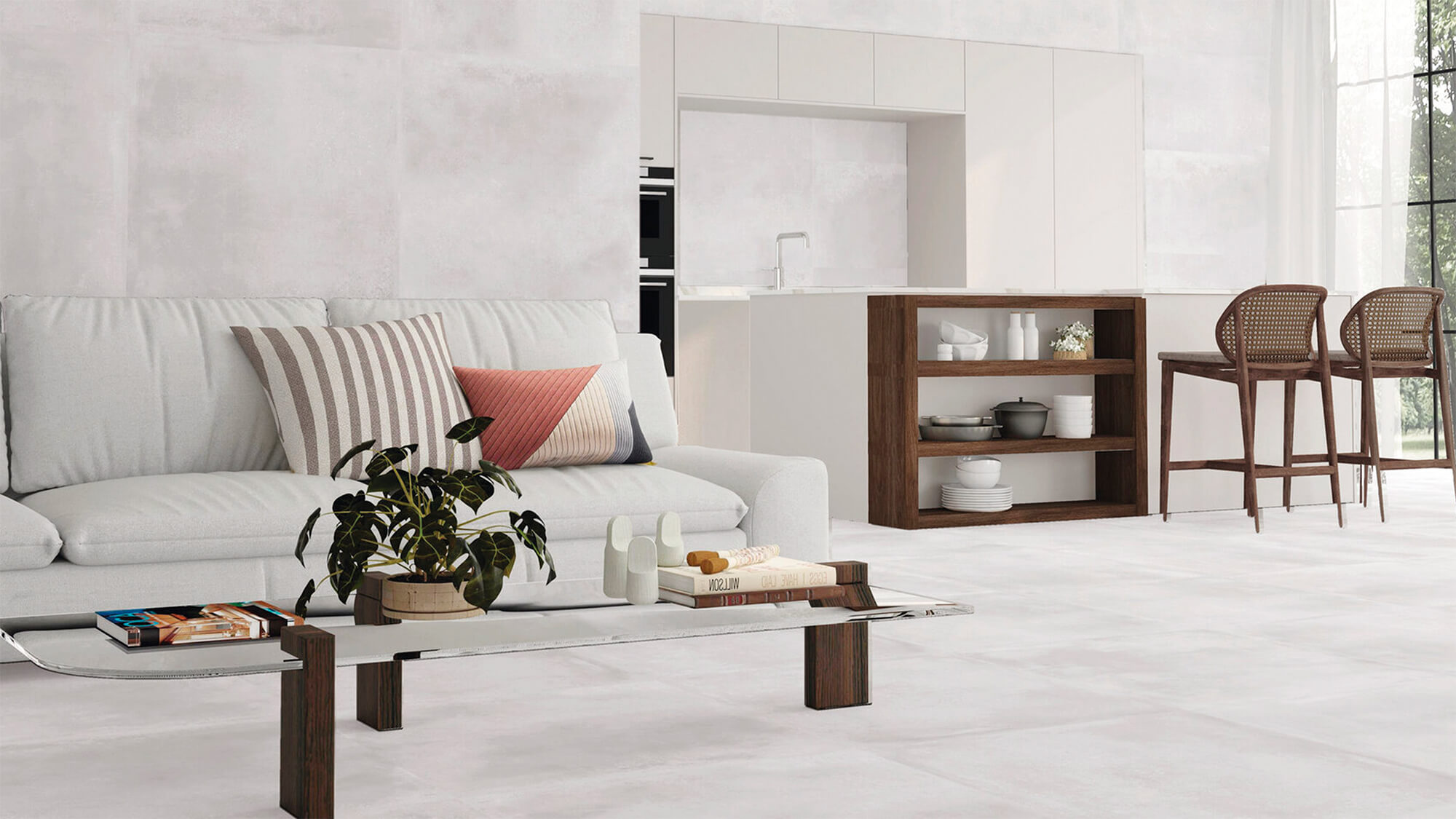 Brutalismo Moderno: fuerza, autenticidad y porcelanato gris mate en diseño interior