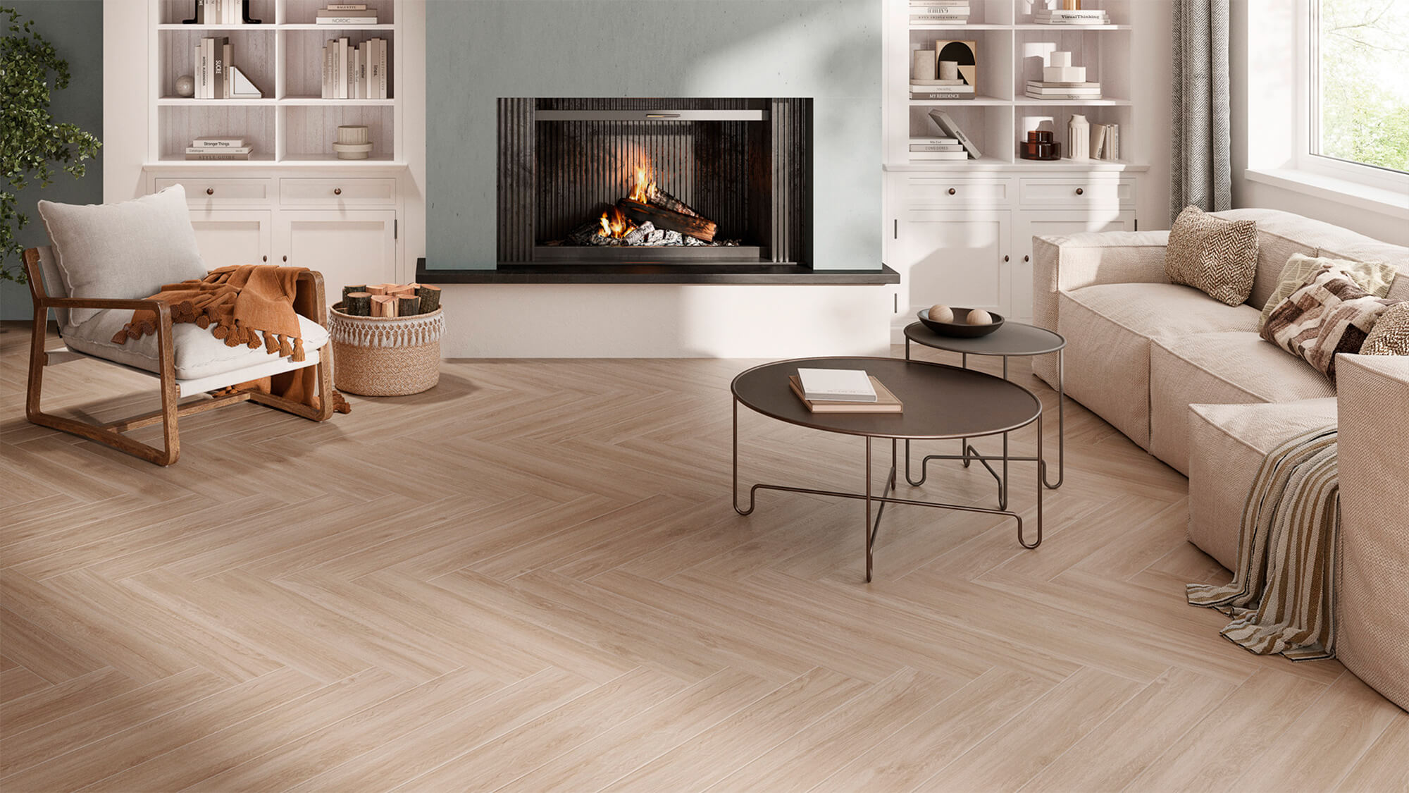 Upcycling interiores: diseño sostenible con porcelanato estilo madera